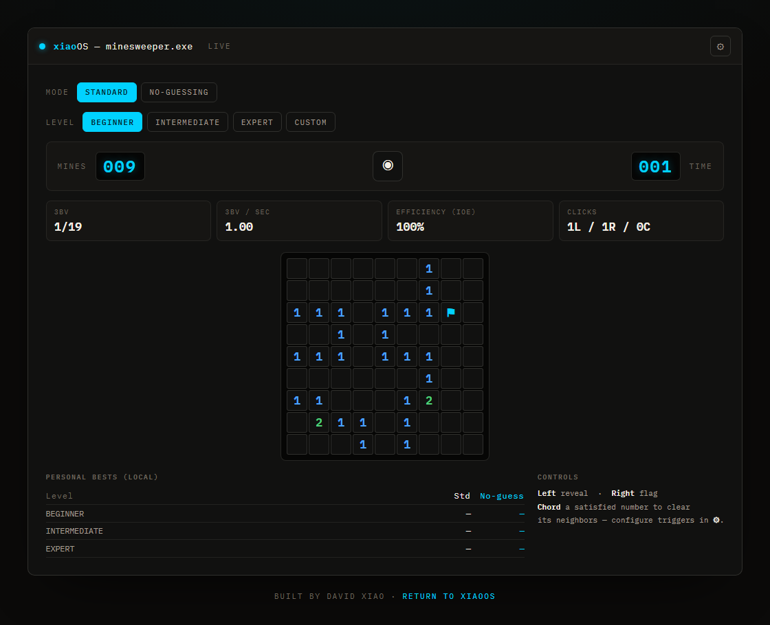 Minesweeper — xiaoOS — preview
